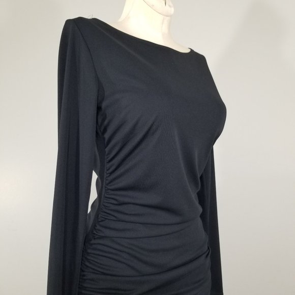 Moda International Black Backless Dress Size XXS Long Sleeve Bodycon Vintage USA - Picture 6 of 9